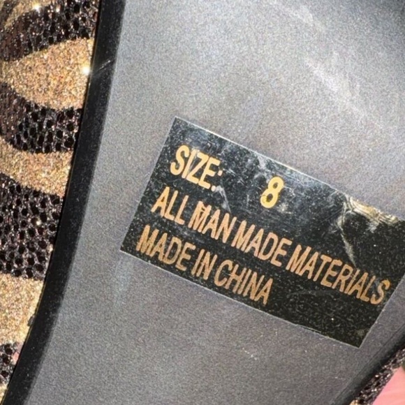 QUPID Brown/ Gold Zebra Print Rhinestone Platform Stiletto Heels Size 8 - Picture 9 of 14